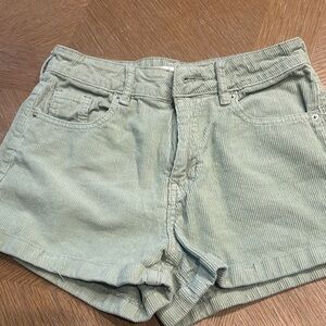 PacSun High Waist Corduroy Shorts in Light Green